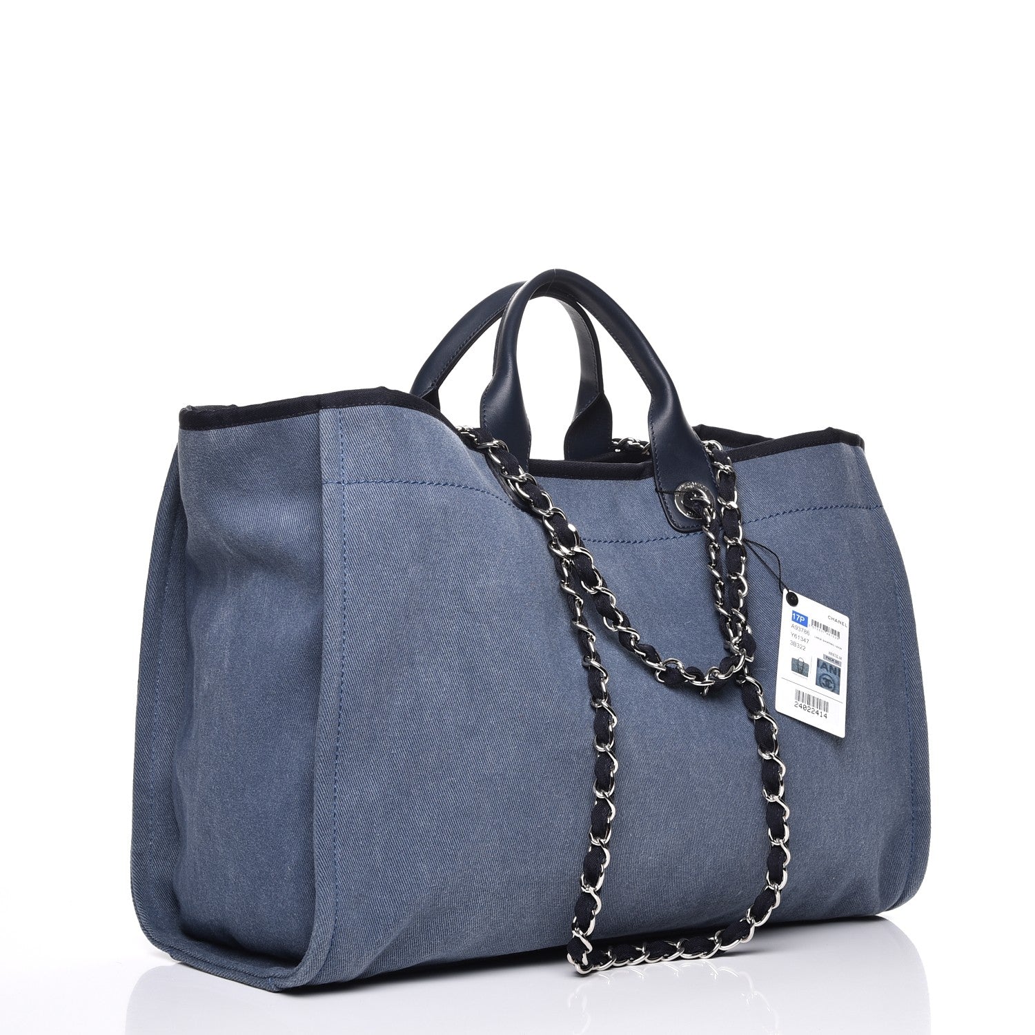 Chanel Canvas Sequin Large Deauville Tote Navy 4 of 10