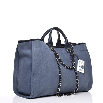 Chanel Canvas Sequin Large Deauville Tote Navy 4 of 10