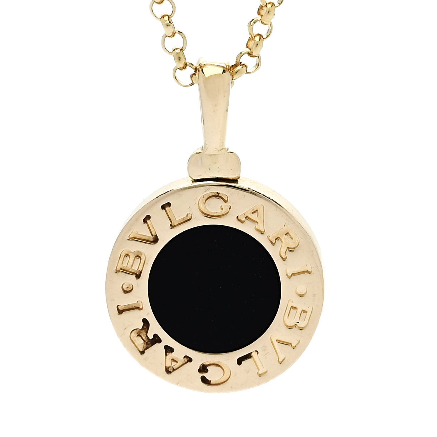 18K Yellow Gold Black Onyx BVLGARI BVLGARI Pendant Necklace