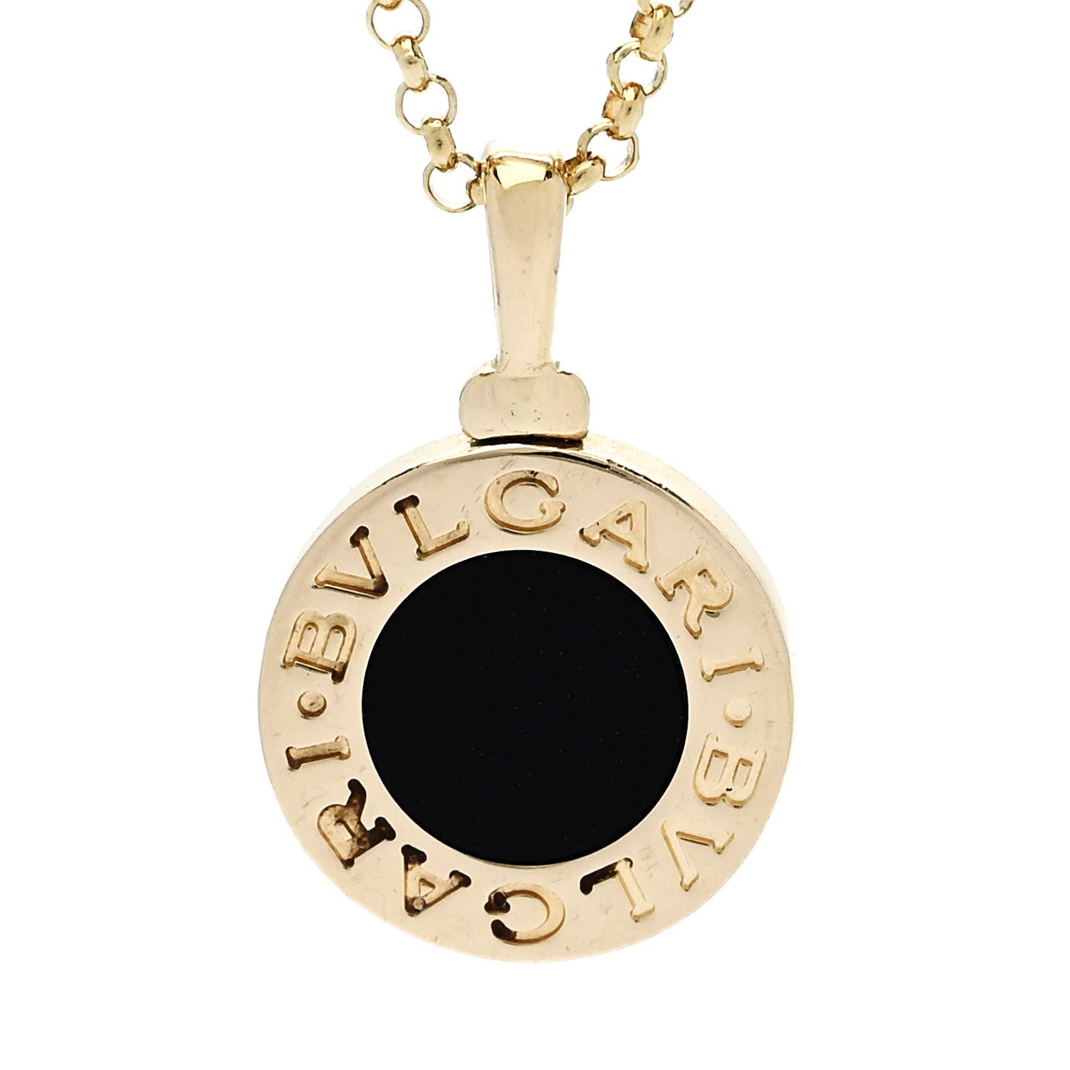 Bulgari 18K Yellow Gold Black Onyx BVLGARI BVLGARI Pendant Necklace 4 of 8