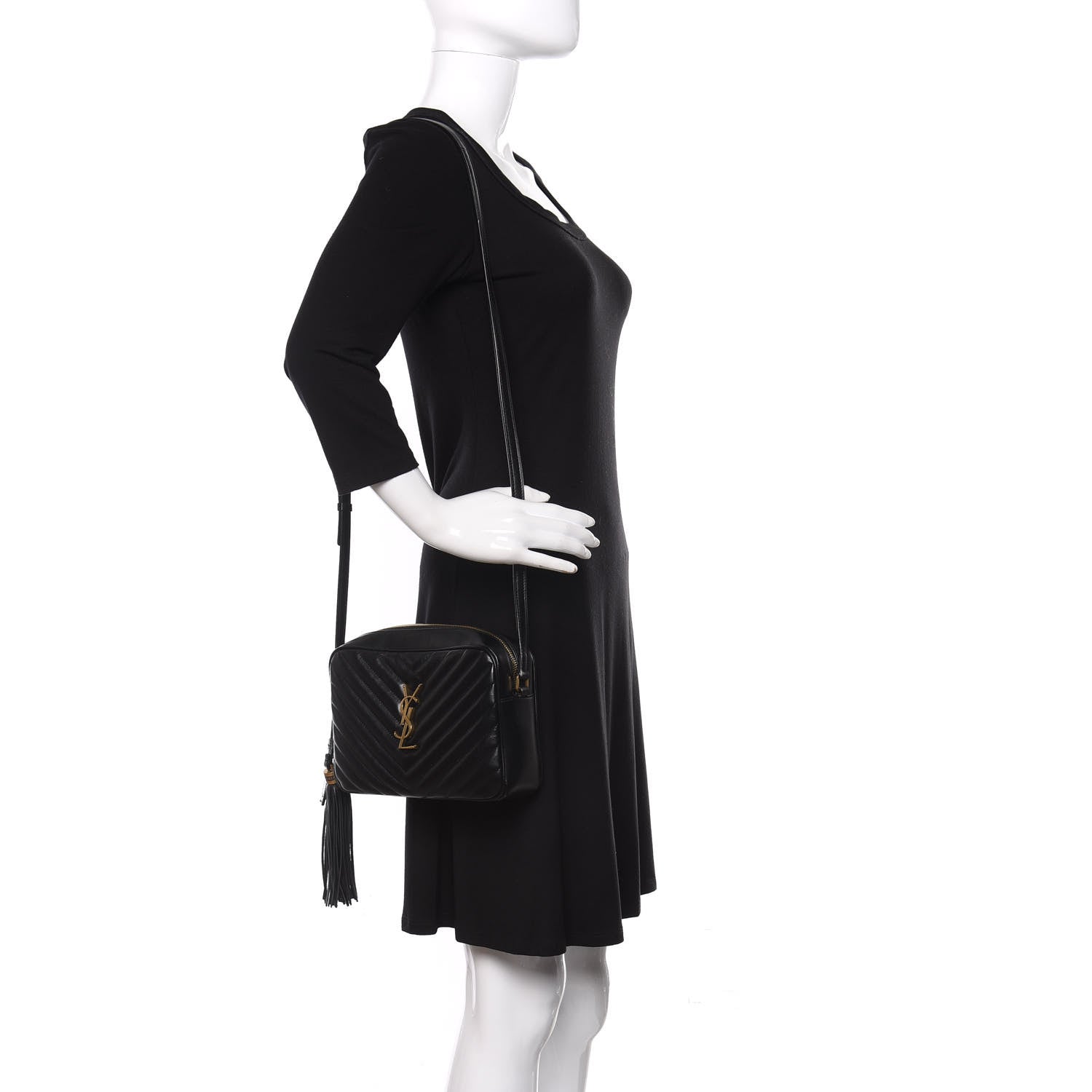 Saint Laurent Calfskin Matelasse Monogram Lou Camera Bag Black 2 of 9