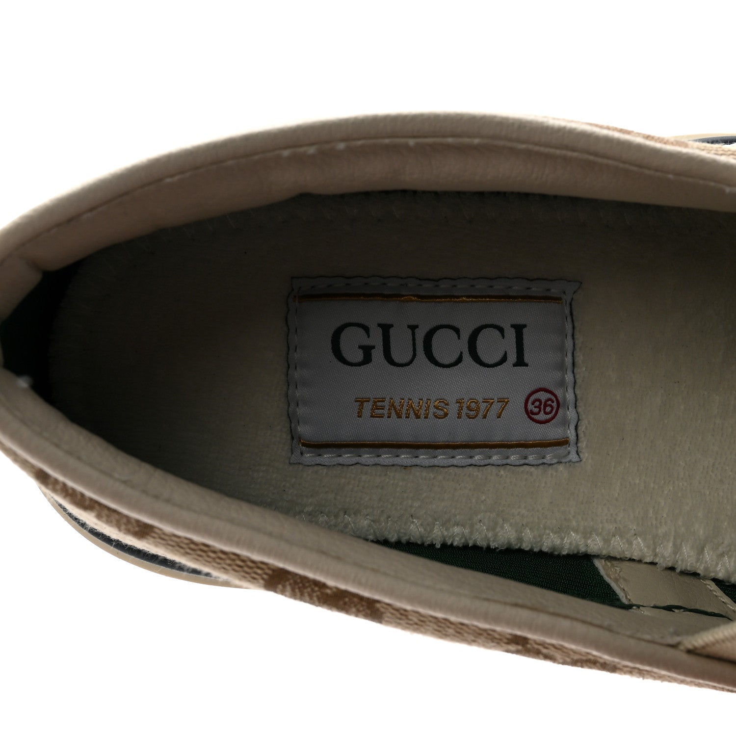 Gucci GG Monogram Womens 1977 Tennis Slip On 30mm Sneakers 36 Beige Ebony Mystic White 8 of 9
