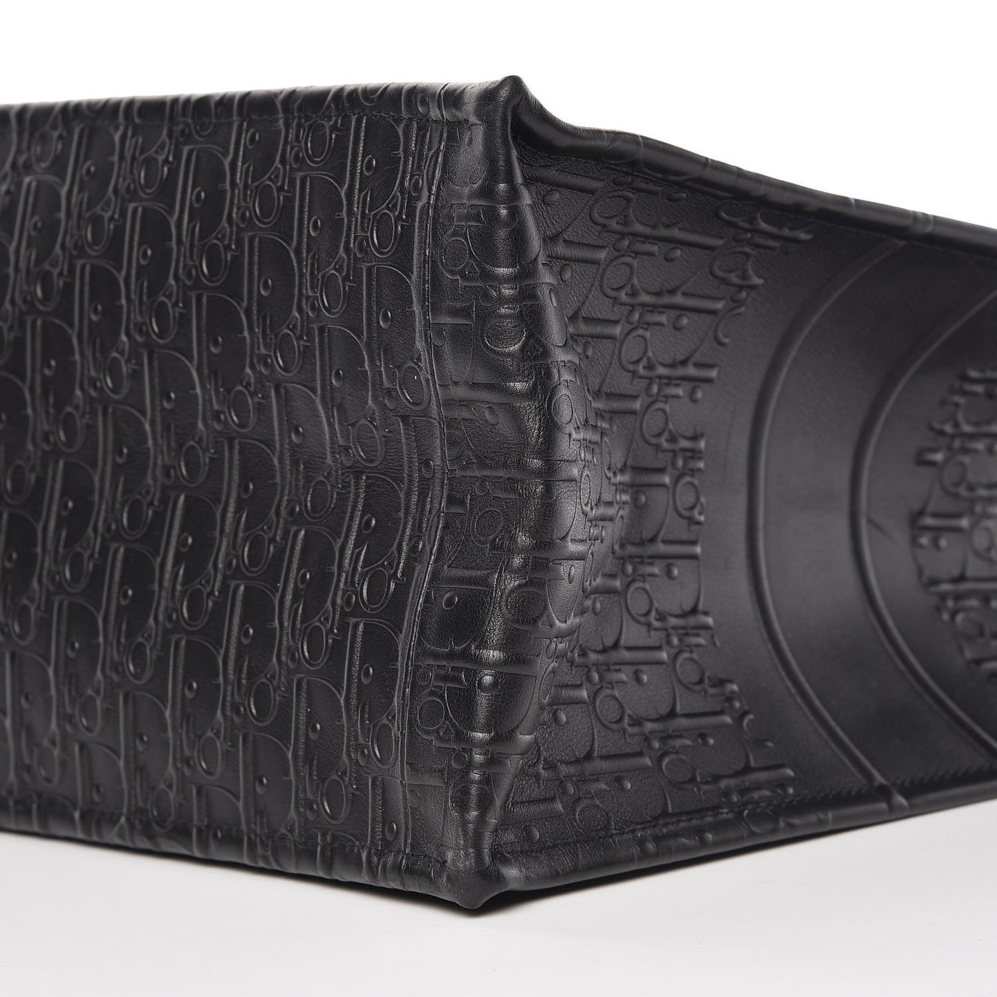 Oblique Calfskin Embossed Book Tote Black