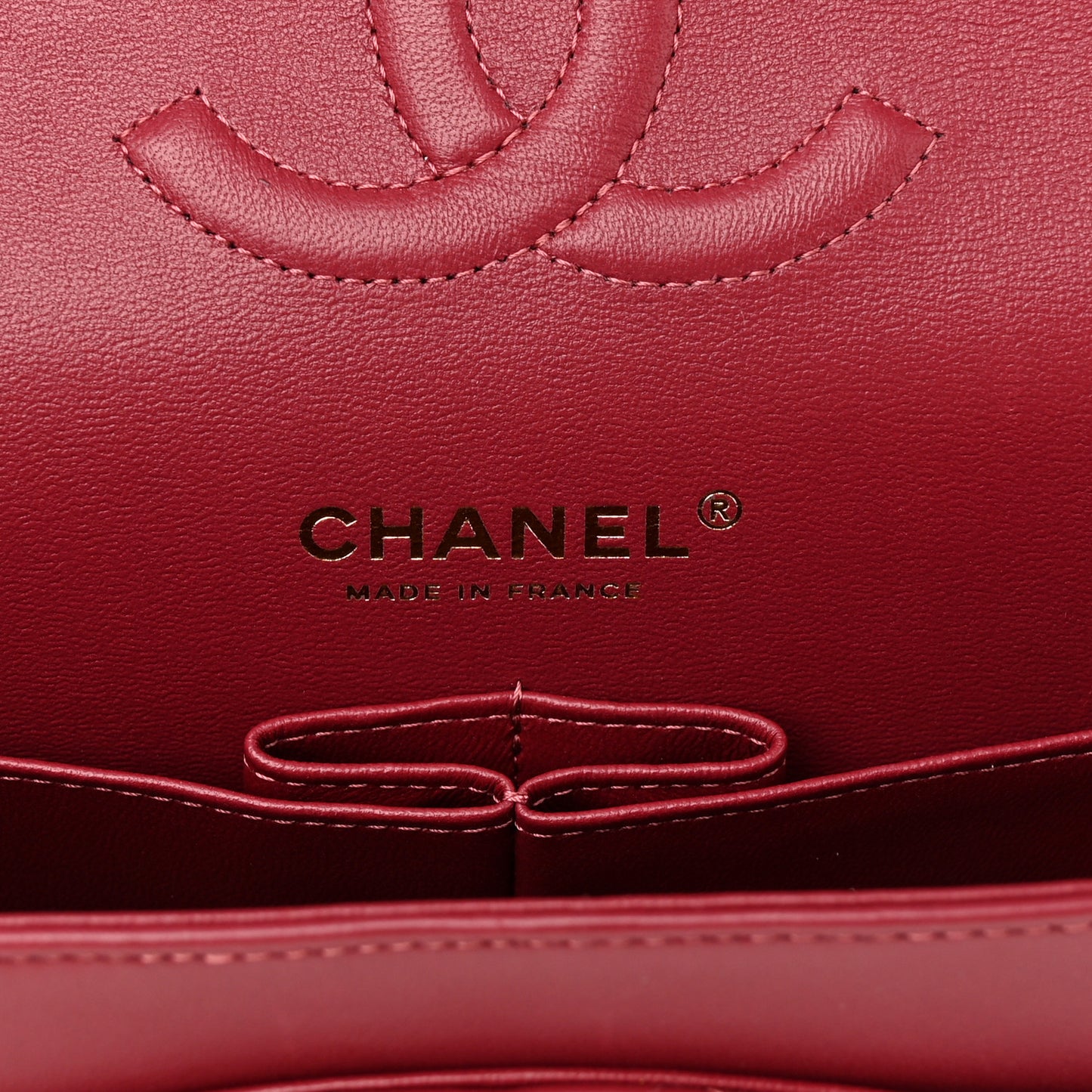 Lambskin Quilted Medium Double Flap Burgundy