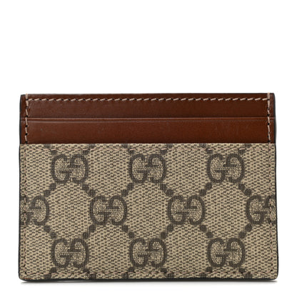 Gucci GG Supreme Monogram Calfskin Card Holder Beige Ebony Cuir 1 of 6