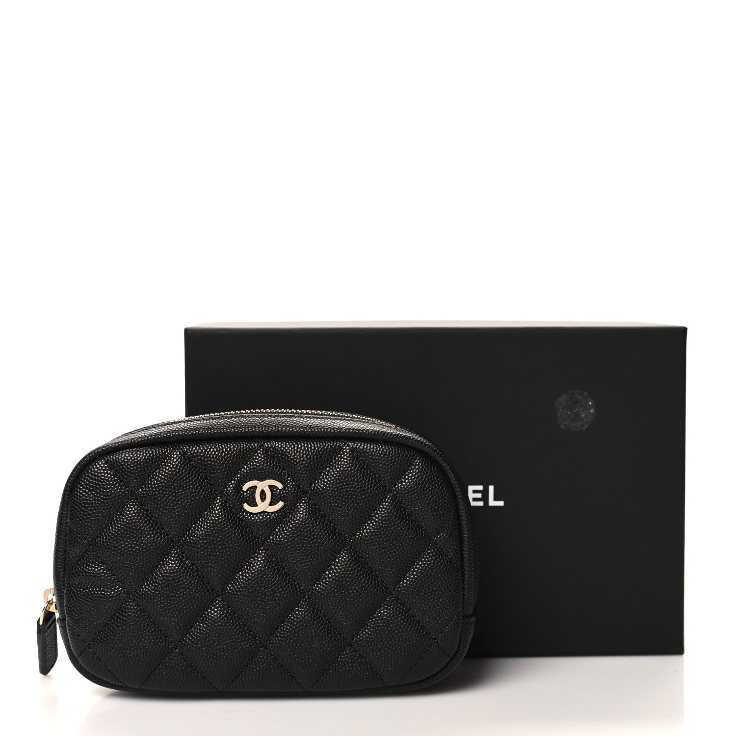 Chanel Caviar Quilted Small Curvy Pouch Cosmetic Case Black 8 of 8