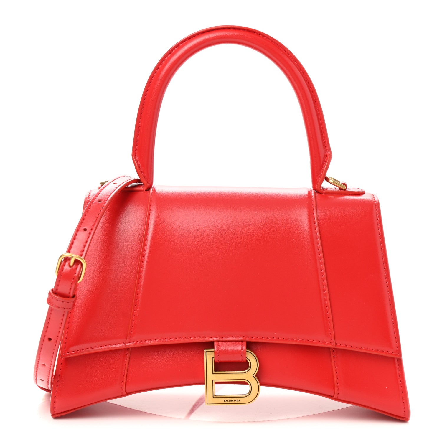 Balenciaga Shiny Box Calfskin Small Hourglass Top Handle Bag Bright Red 1 of 10