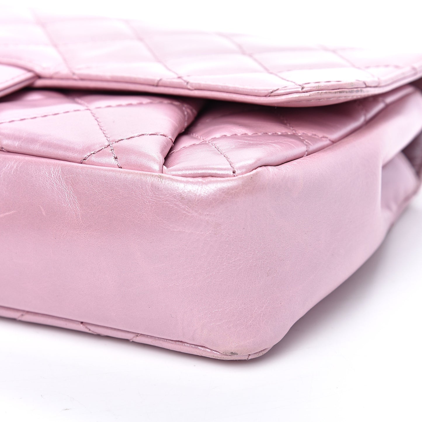 Glazed Calfskin Quilted Coco Pleats Flap Pink