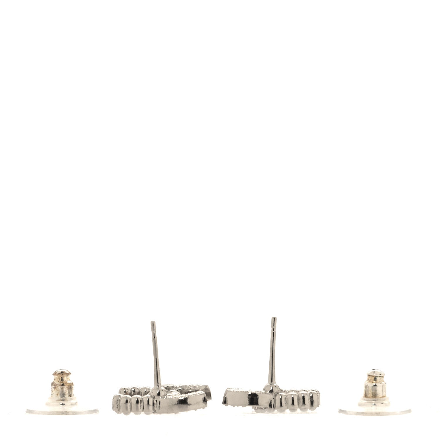 Chanel Pearl Crystal CC Earrings Silver 3 of 5