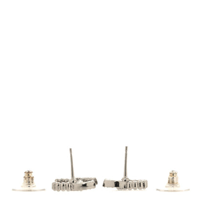 Chanel Pearl Crystal CC Earrings Silver 3 of 5