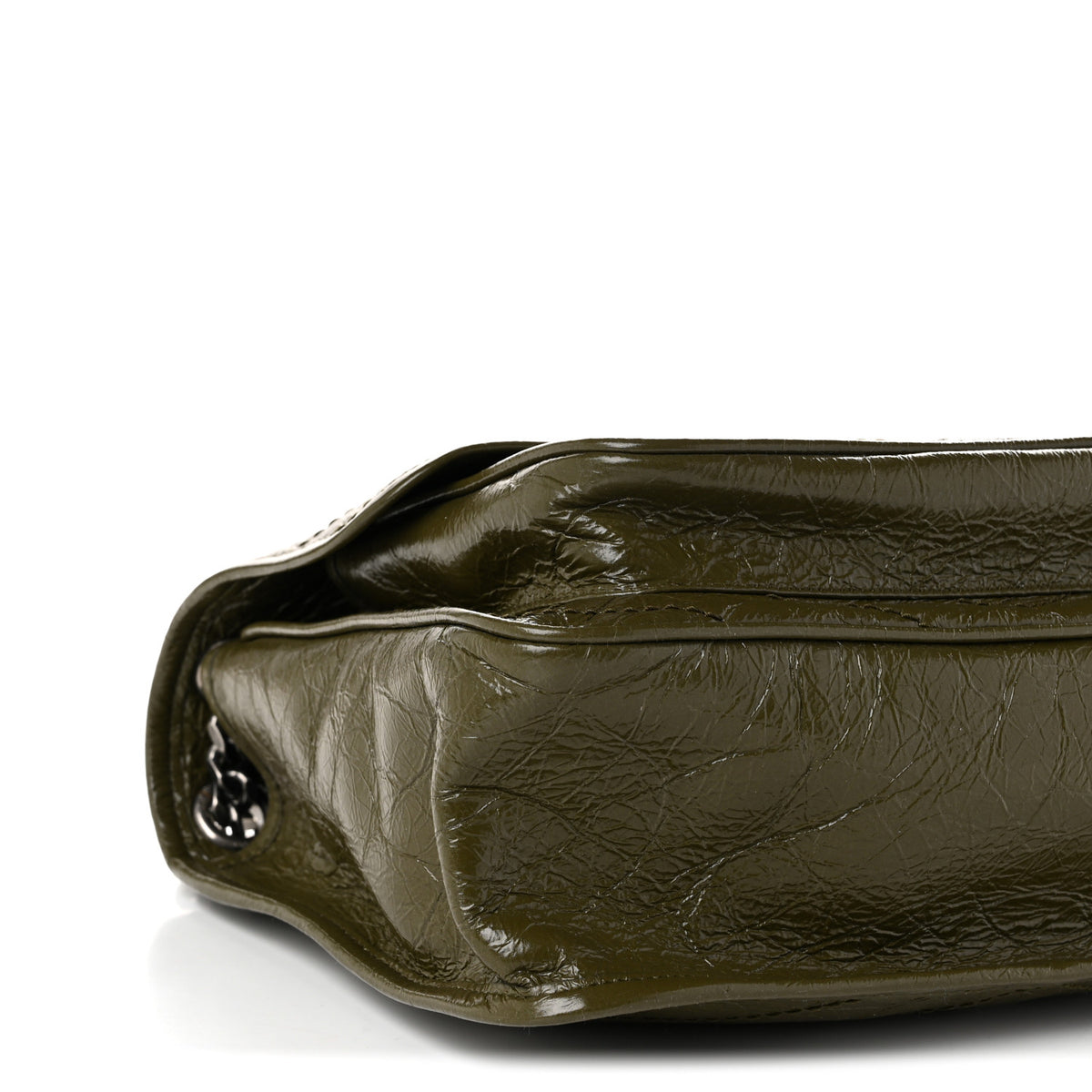 Saint Laurent Crinkled Lambskin Matelasse Monogram Medium Niki Chain Satchel Military Olive 9 of 10