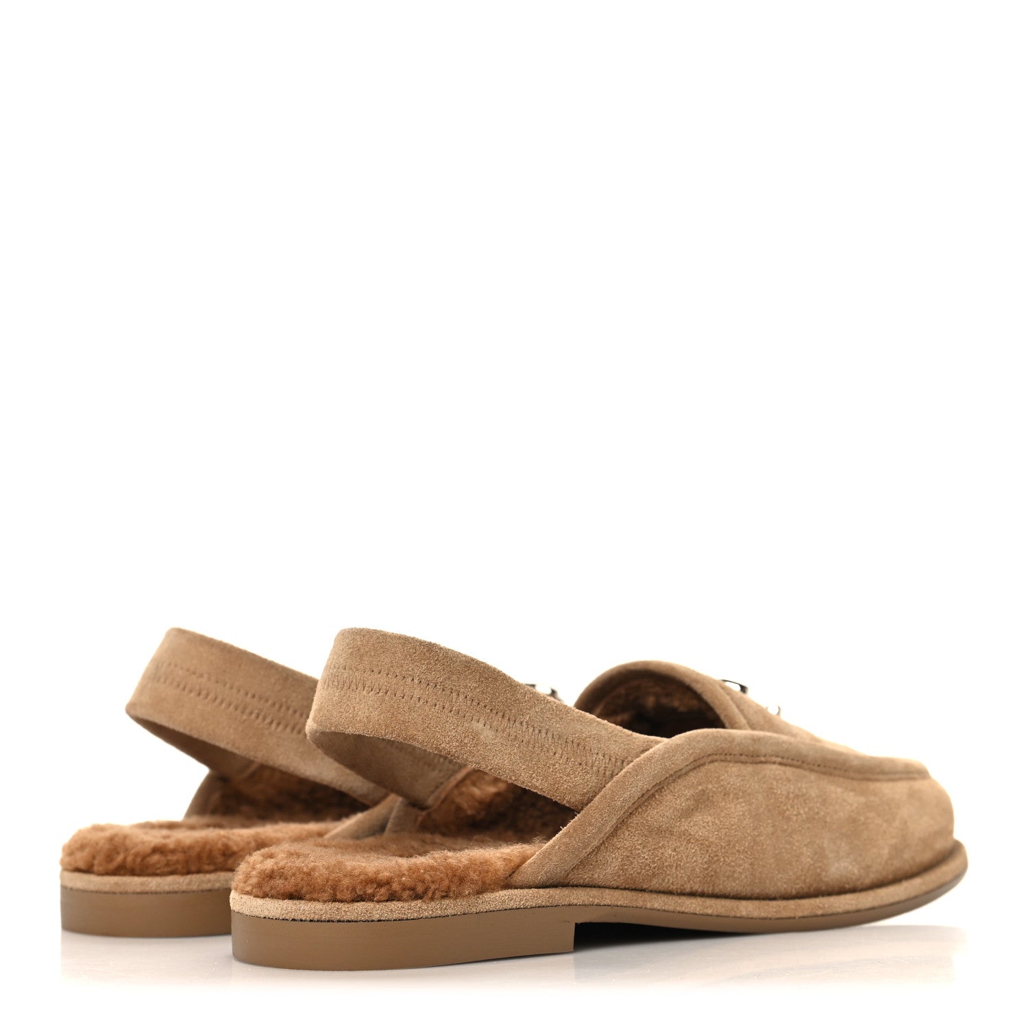 Chanel Suede Calfskin CC Slingback Loafers 35 Dark Beige 5 of 10