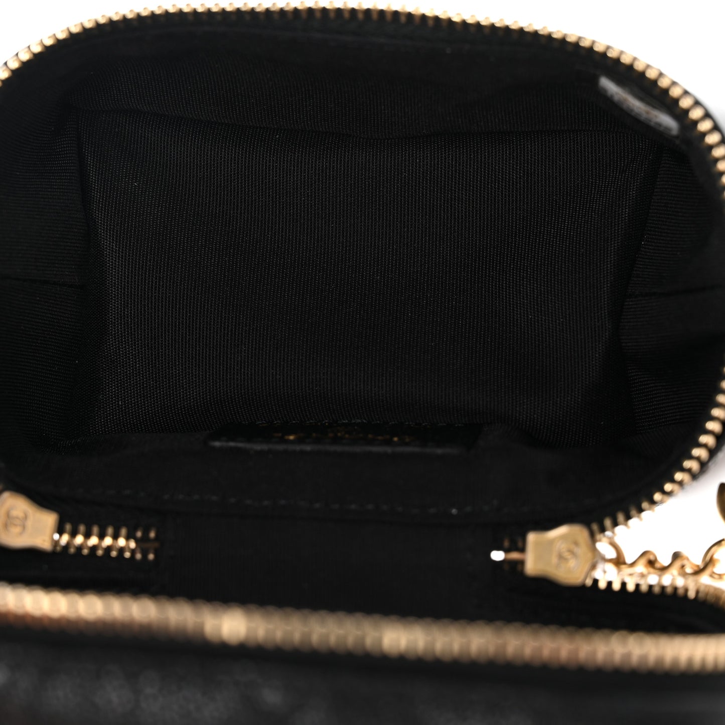 Caviar Quilted Mini Top Handle Vanity With Chain Black