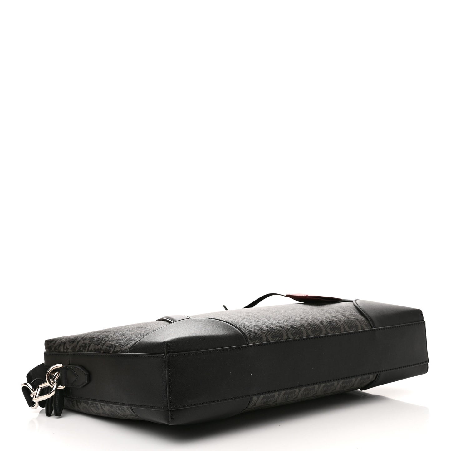 Gancini Monogram Calfskin Briefcase Black Grey