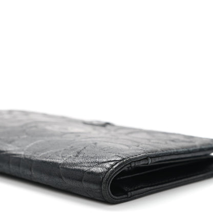 Chanel Lambskin Camellia Embossed Yen Wallet Black 8 of 13