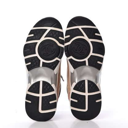 Chanel Suede Calfskin Womens CC Sneakers 37 Brown Beige 5 of 12