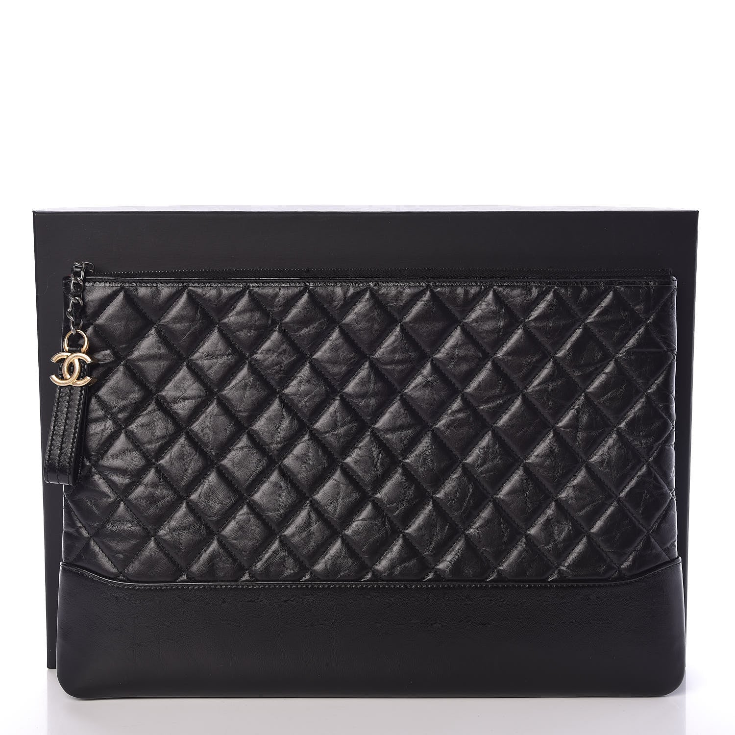 Chanel Aged Calfskin Quilted Large Gabrielle Cosmetic Case Black 8 of 8