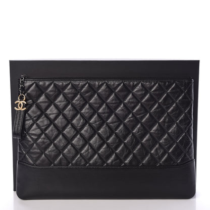 Chanel Aged Calfskin Quilted Large Gabrielle Cosmetic Case Black 8 of 8