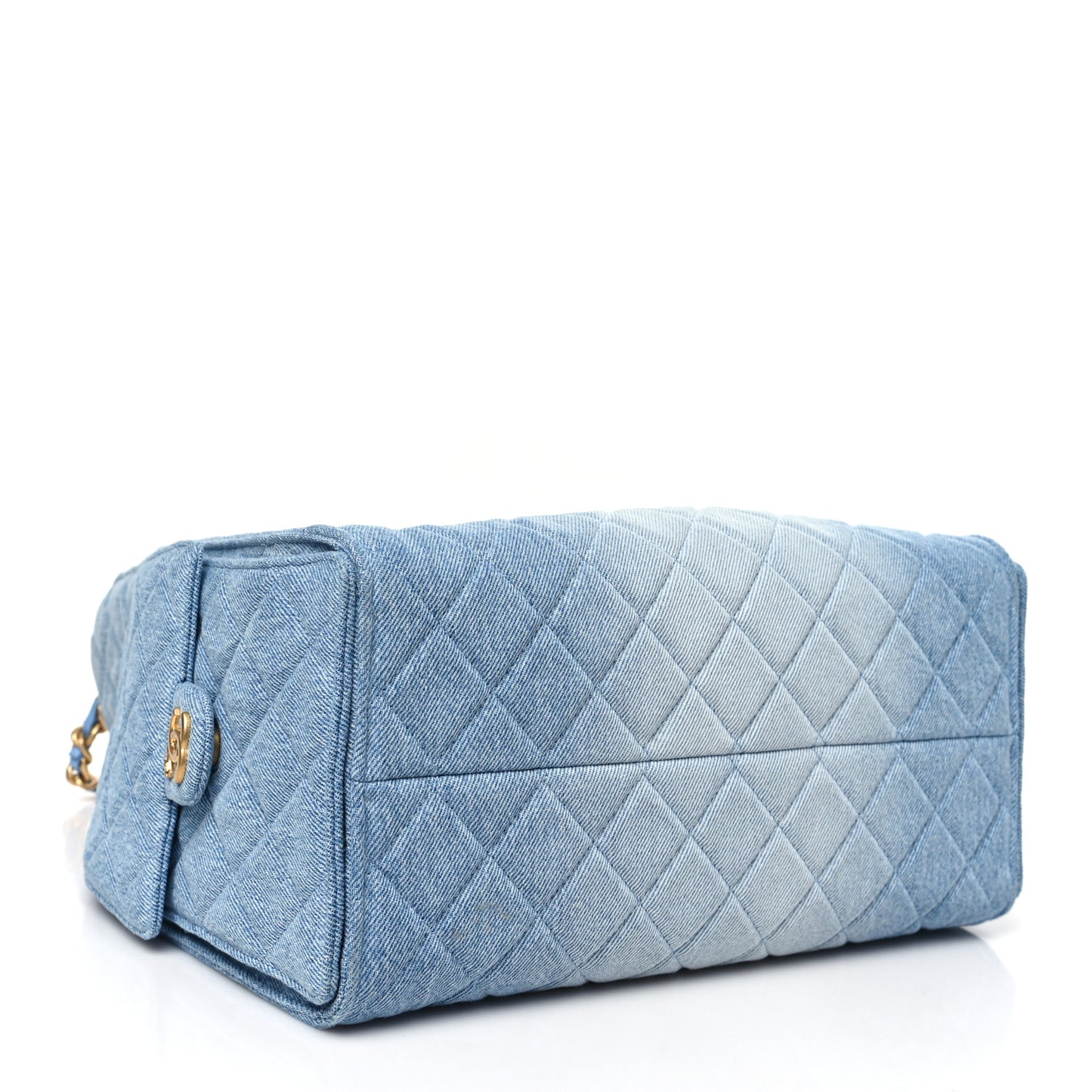 Washed Denim Quilted Medium Chanel 25 Handbag Blue