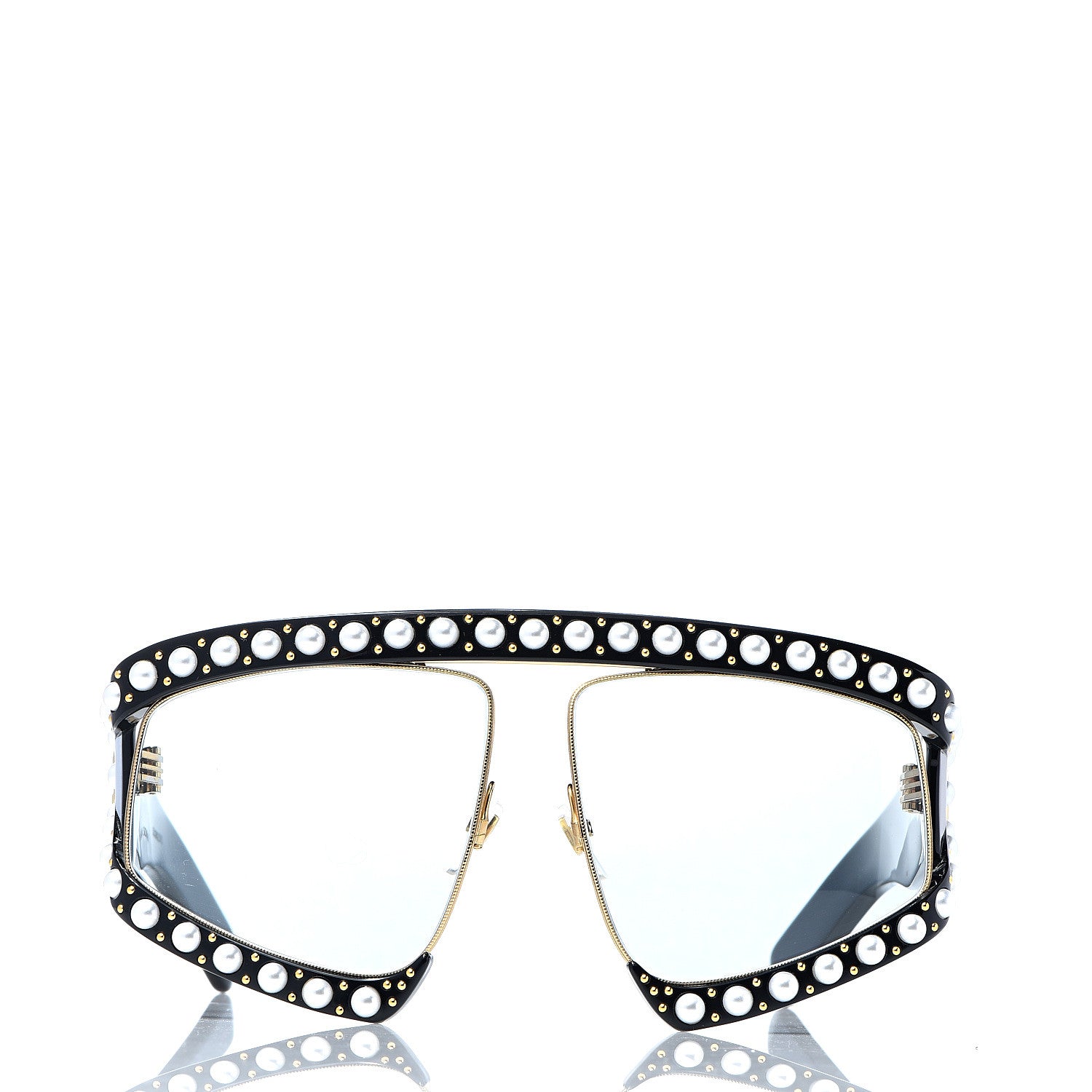 Gucci Acetate Pearl Rectangular Frame Sunglasses GG0234S Black 2 of 7