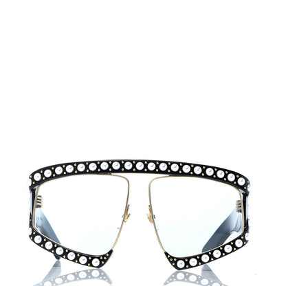 Gucci Acetate Pearl Rectangular Frame Sunglasses GG0234S Black 2 of 7