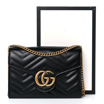 Gucci Calfskin Matelasse GG Marmont Chain Wallet Black 27 of 27