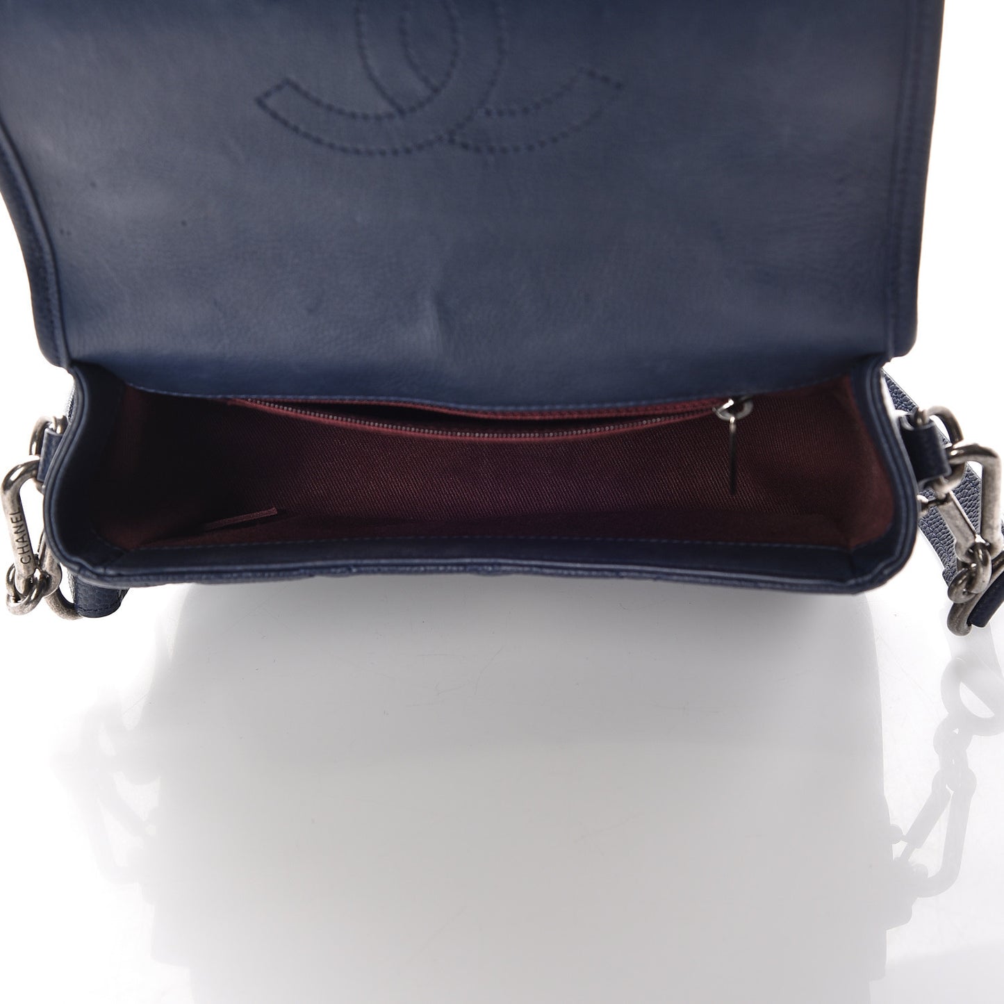 Caviar Iridescent Calfskin Quilted Small Daily Carry Messenger Navy