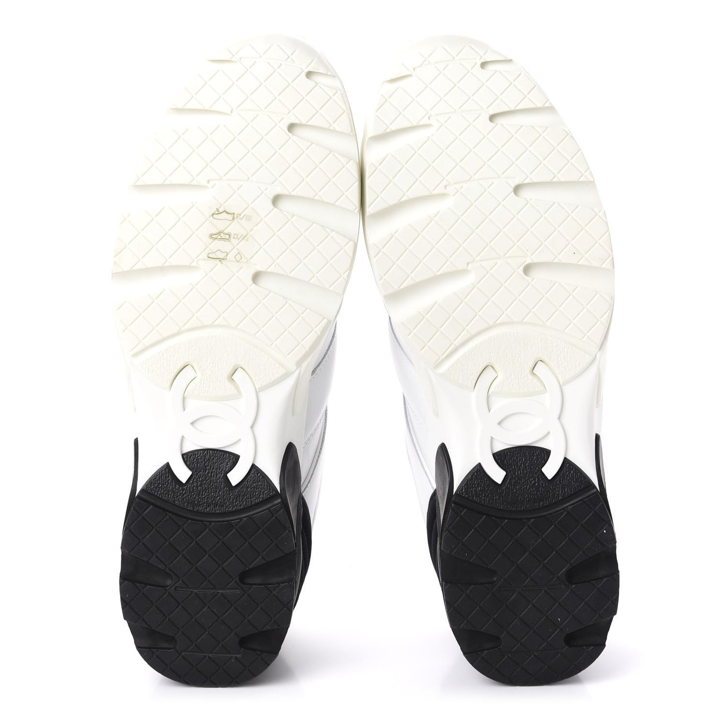 Calfskin Lambskin Womens CC Sneakers 40 White Black