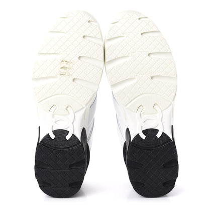 Chanel Calfskin Lambskin Womens CC Sneakers 40 White Black 5 of 9