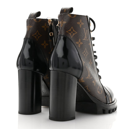Louis Vuitton Patent Calfskin Monogram Star Trail Ankle Boots 38.5 Black 4 of 9