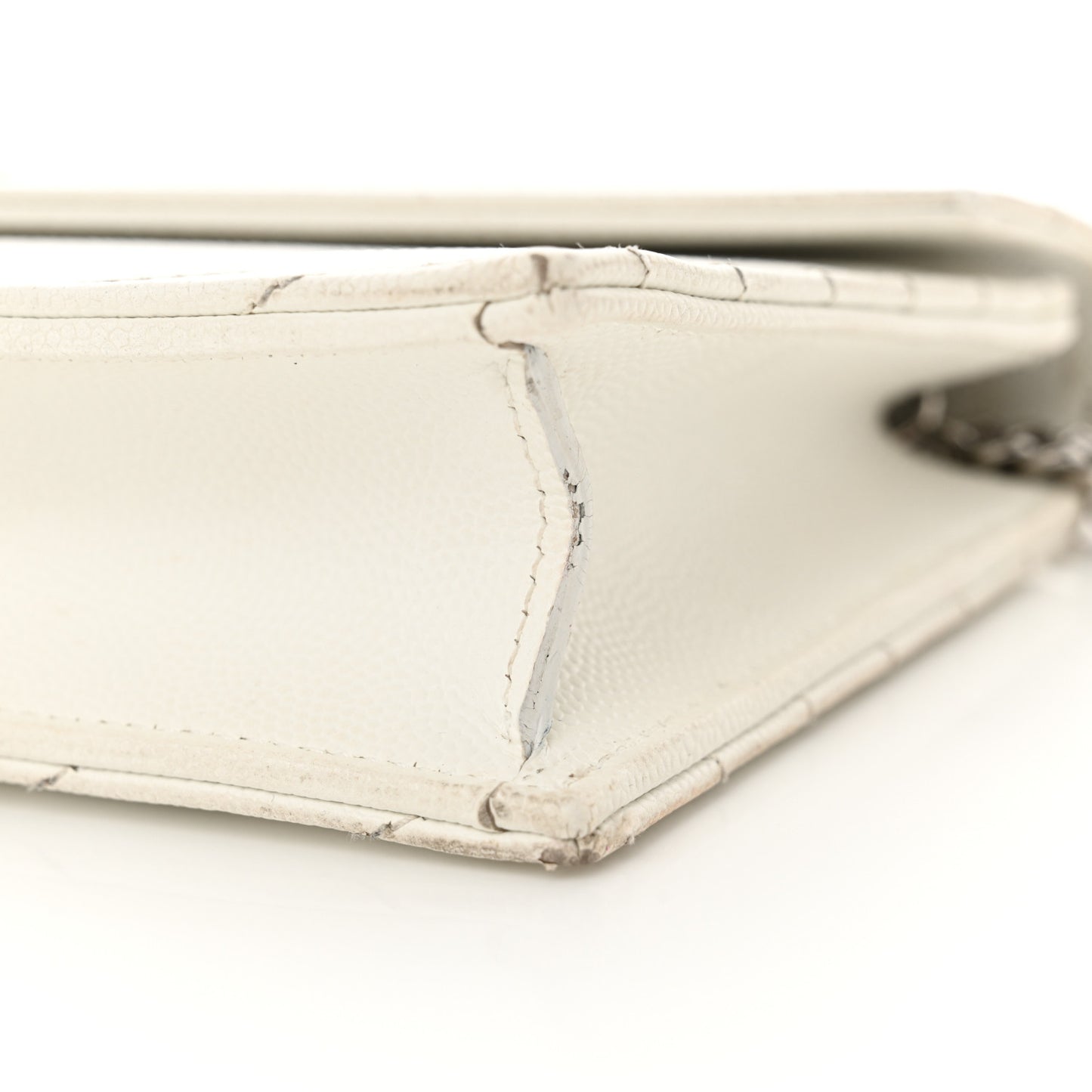 Grain De Poudre Matelasse Chevron Monogram Envelope Chain Wallet Optical White