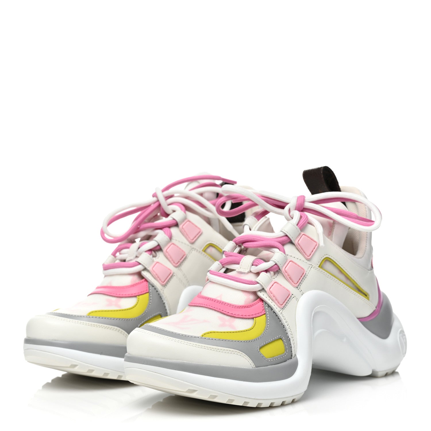 Louis Vuitton Calfskin Nylon LV Pop Archlight Sneaker 35 Pink Yellow 3 of 10