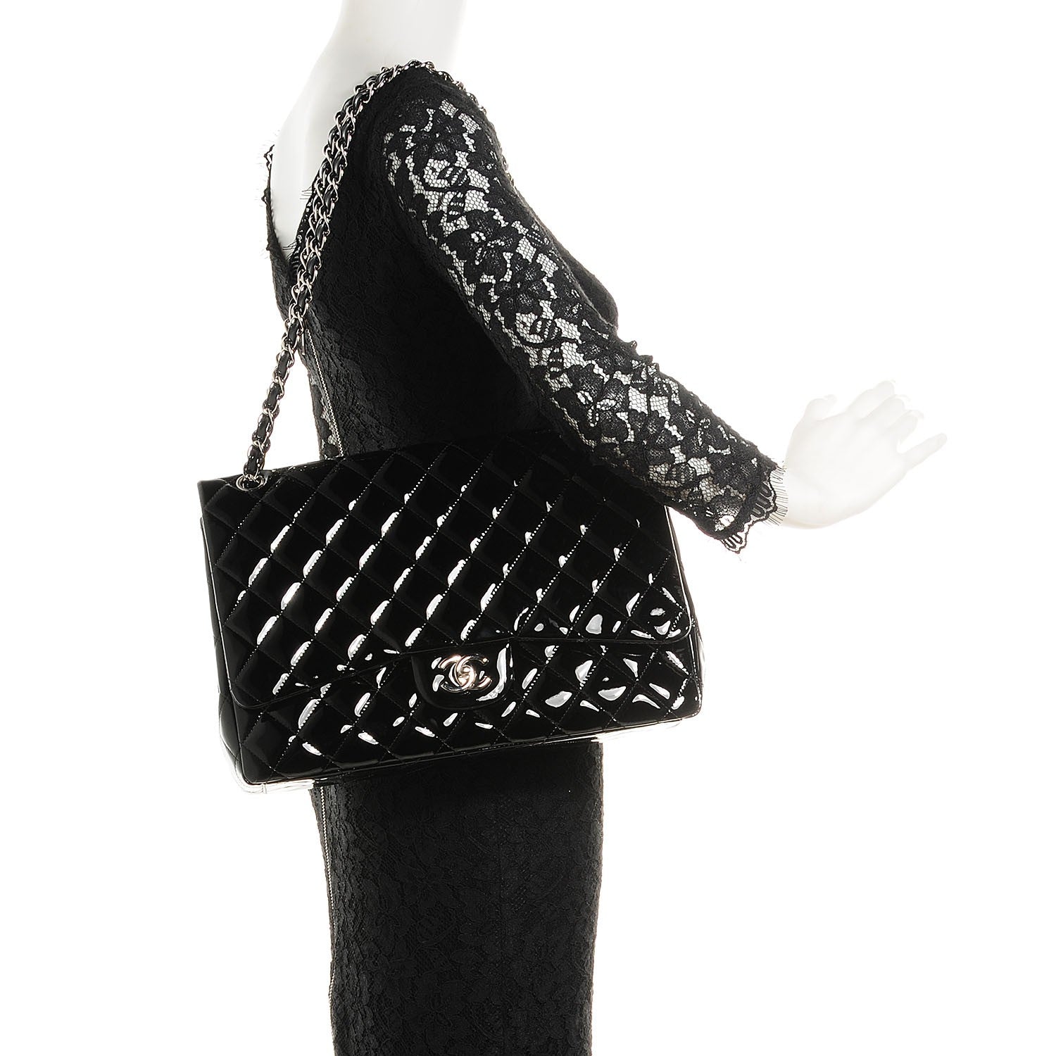 Chanel Patent Quilted Maxi Single Flap Black 2 of 8