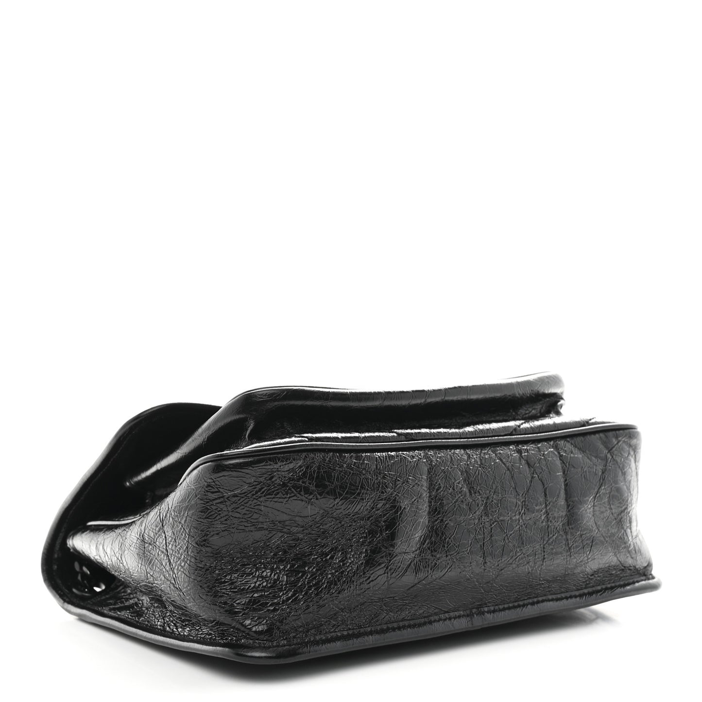 Crinkled Calfskin Matelasse Monogram Medium Niki Chain Satchel Black