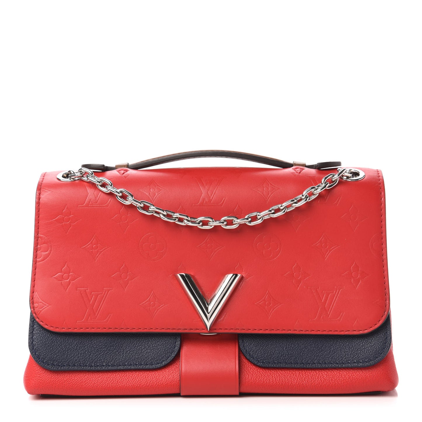 Monogram Cuir Plume Ecume Very Chain Bag Rouge Rubis