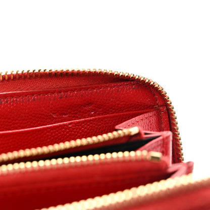 Saint Laurent Grain De Poudre Matelasse Chevron Monogram Zip Around Wallet Red 9 of 11