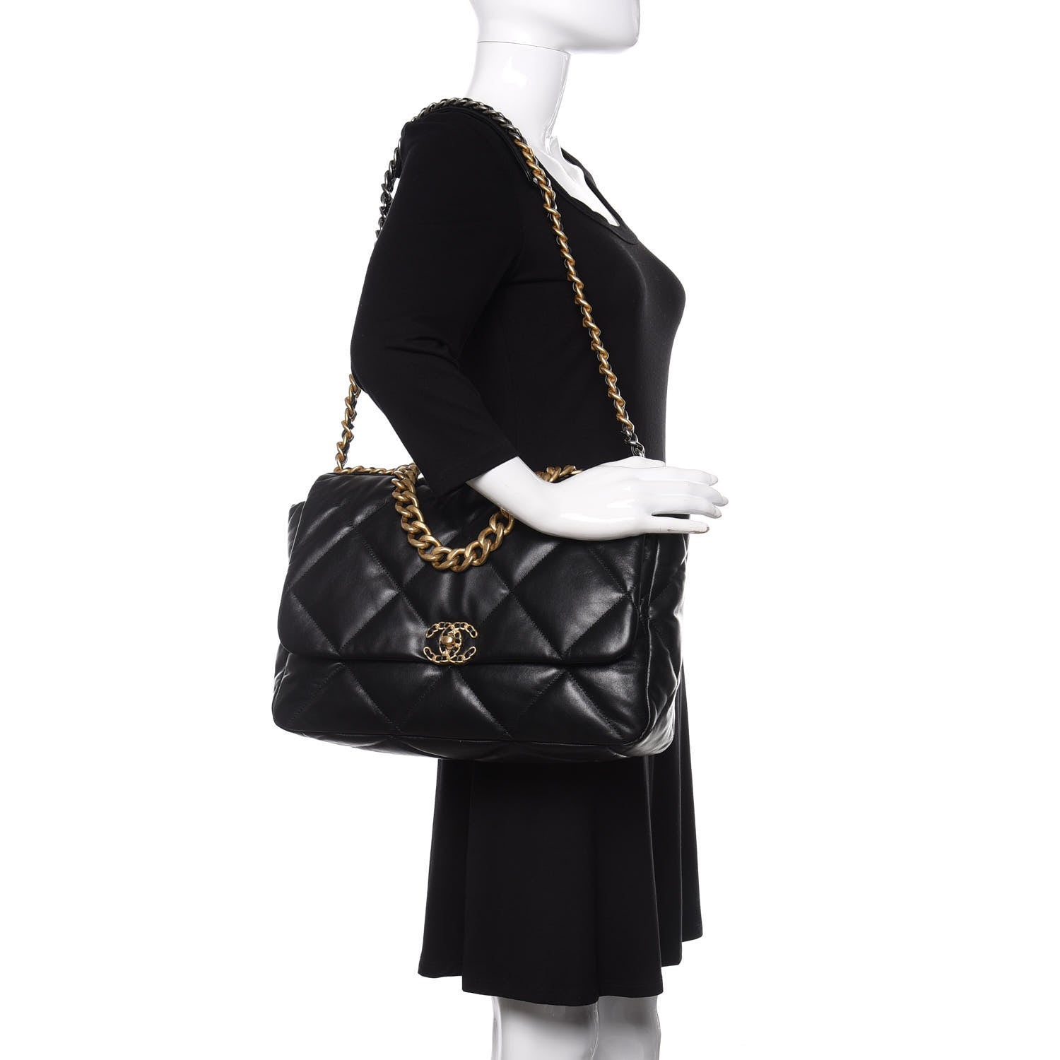 Chanel Goatskin Quilted Maxi 19 Flap Black 2 of 12