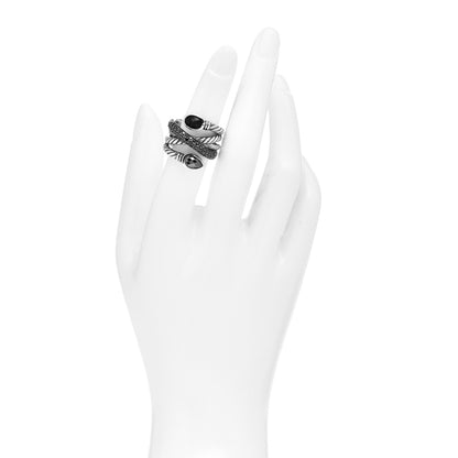 David Yurman Sterling Silver Black Diamond Hematite Black Onyx Renaissance Ring 51 5.75 2 of 5