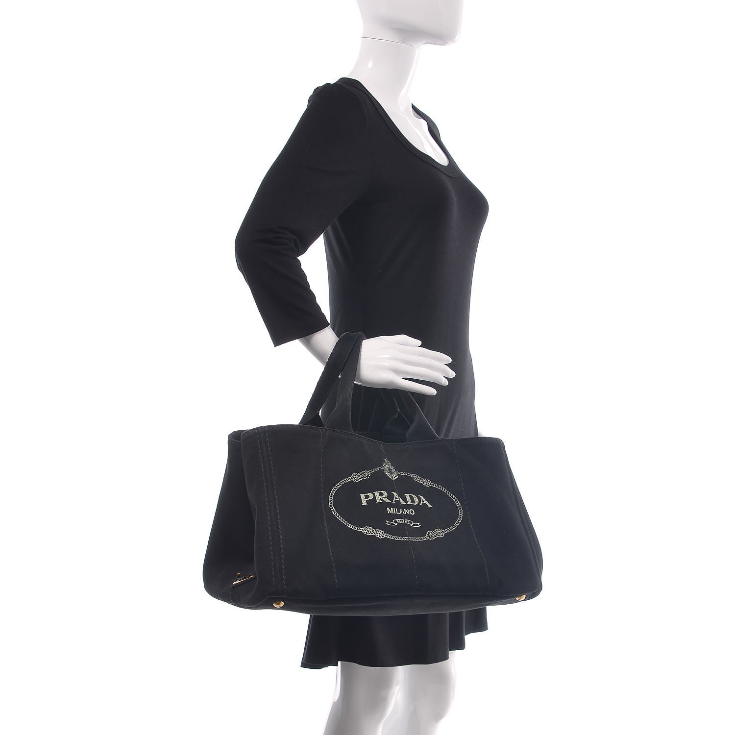 Prada Canapa Logo Tote Black 2 of 13