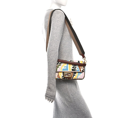 Fendi X SARA COLEMAN Canvas Vitello King Seta FF Fish Eye Embroidered Baguette Grezzo Multicolor Ghianda 2 of 9