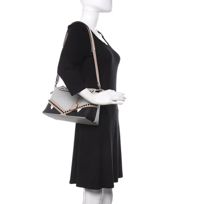 Fendi Vitello Dolce Monster Eyes Inlay Studded Medium By The Way Boston Bag Grigio Perla Nuvola Multicolor 2 of 10