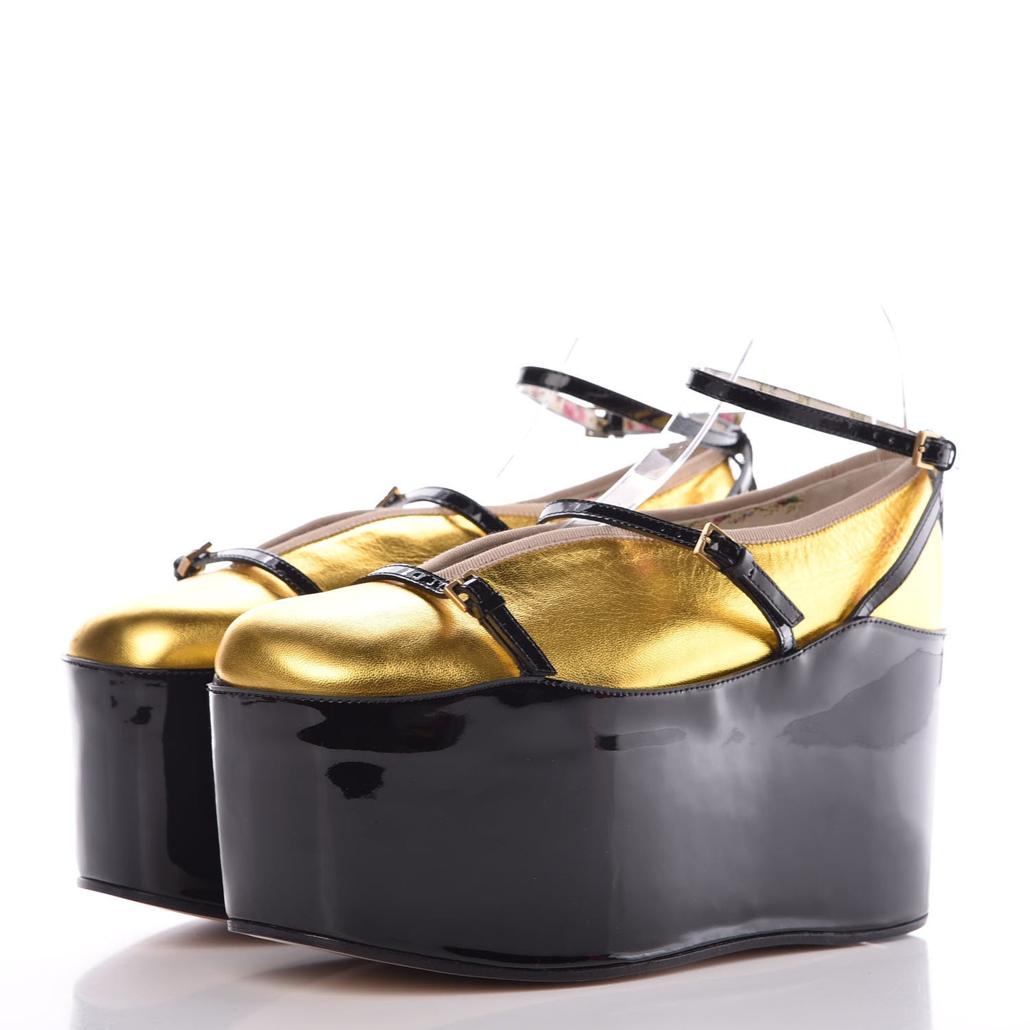 Metallic Nappa Patent Hannelore Detachable Platform Sandals 40 Gold