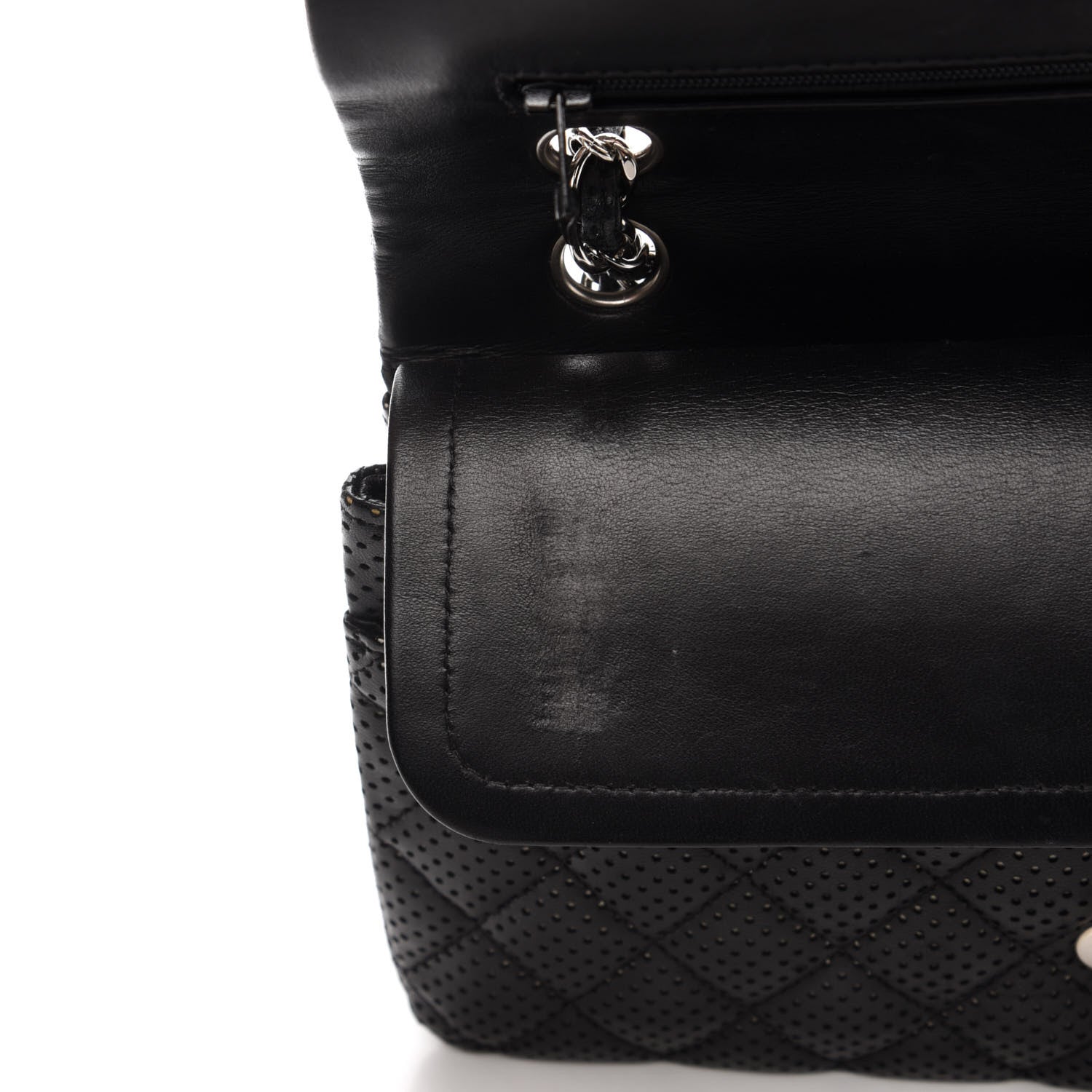 Chanel Lambskin Perforated Medium Double Flap Black 10 of 17