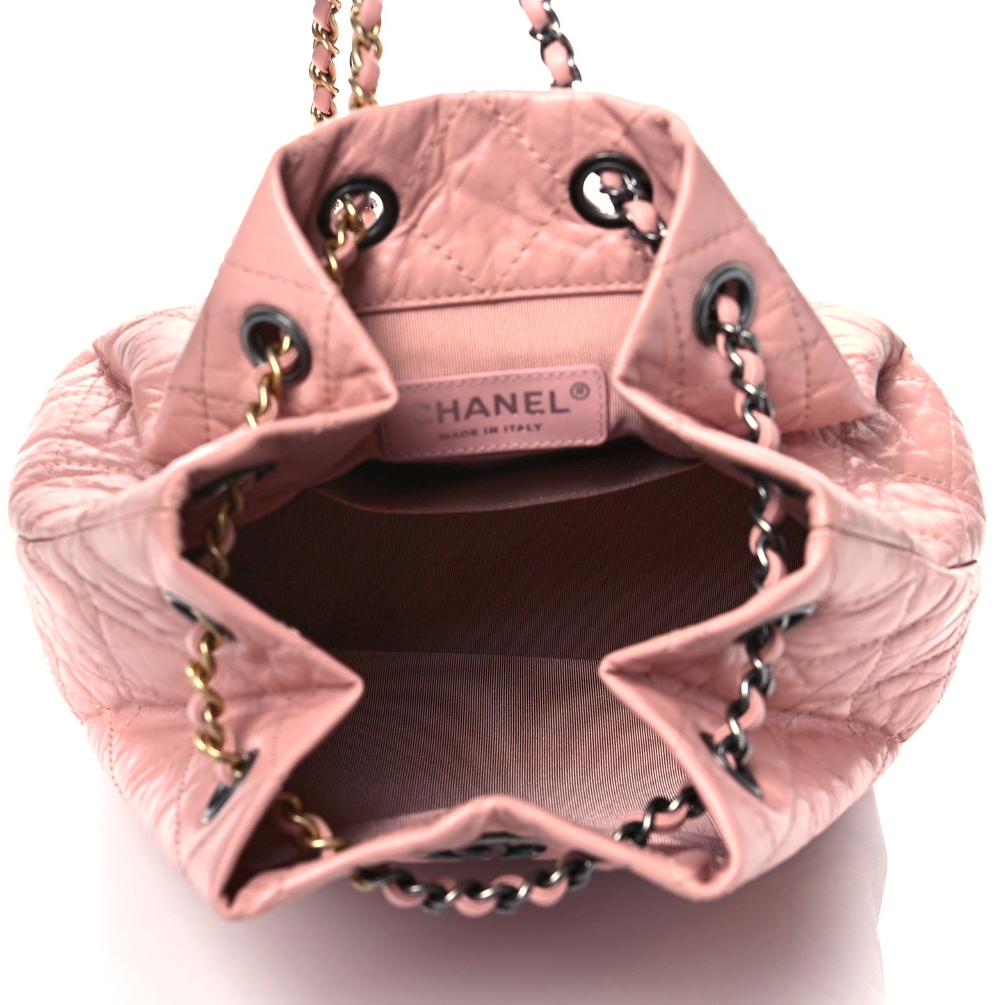 Aged Calfskin Quilted Gabrielle Backpack Light Pink
