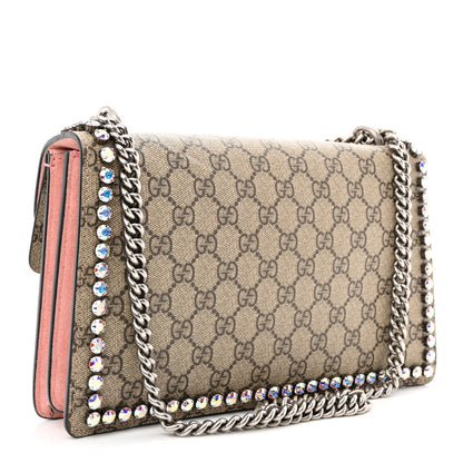 Gucci GG Supreme Monogram Suede Crystal Small Dionysus Shoulder Bag Beige Ebony Light Peonia 3 of 12