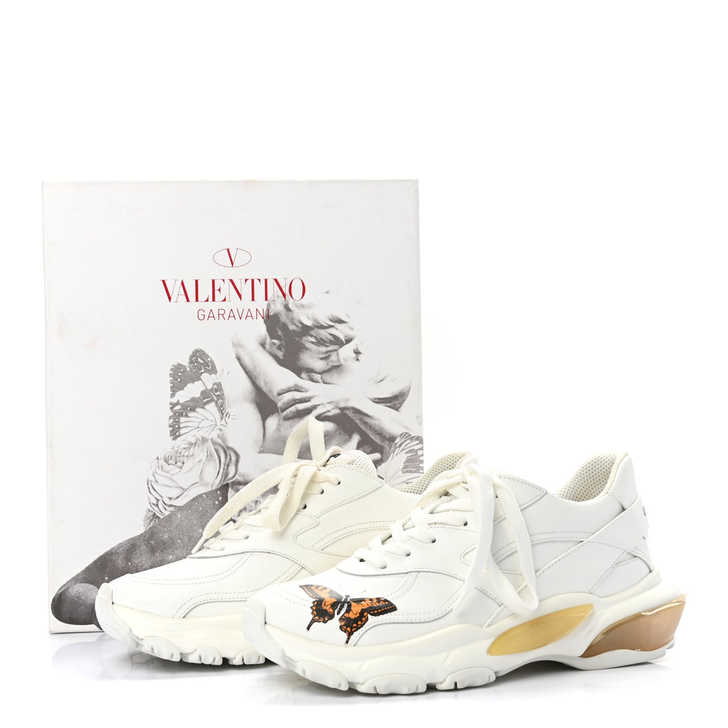 X UNDERCOVER Calfskin Womens Lovers Bounce Sneakers 38 White Multicolor
