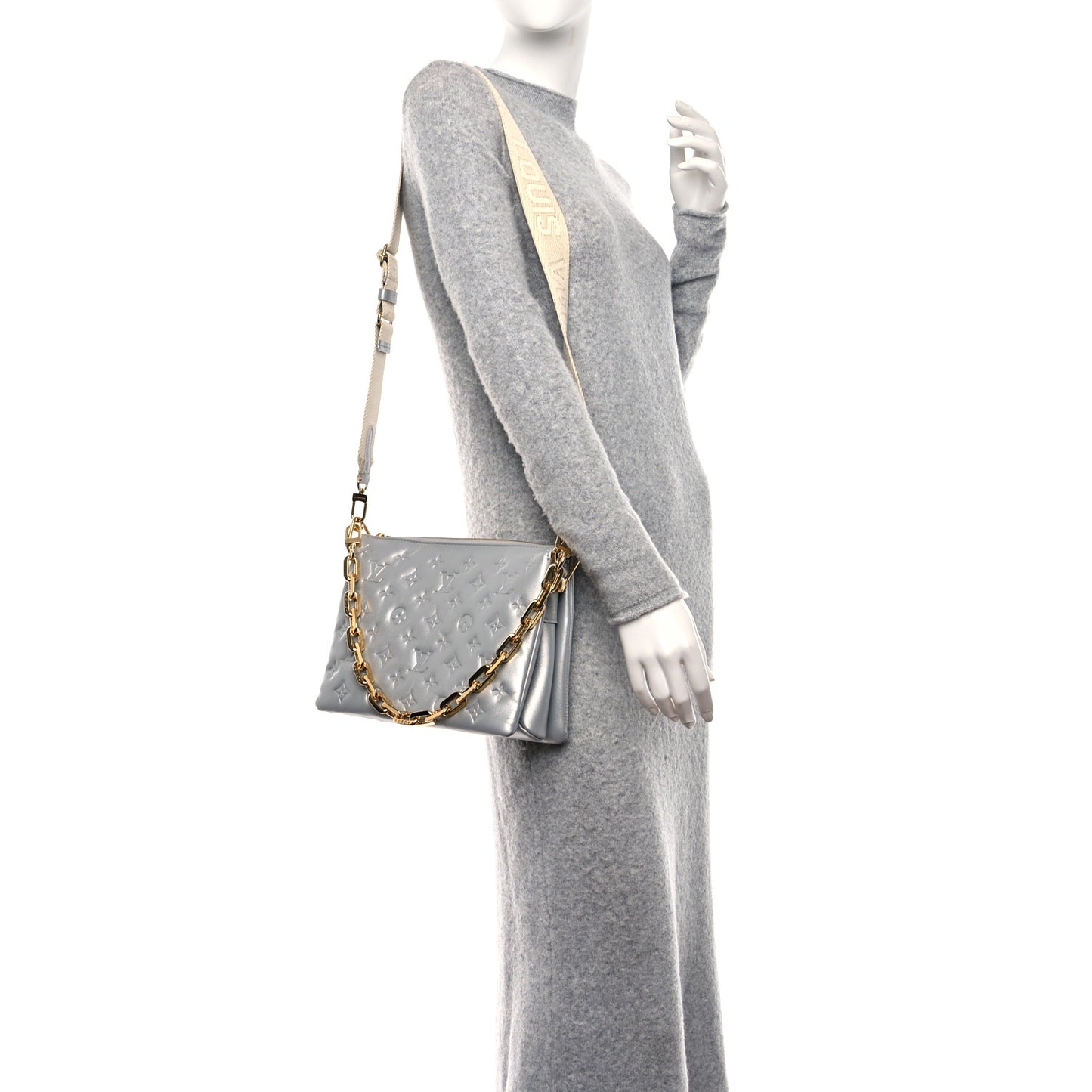 Lambskin Embossed Monogram Coussin PM Silver