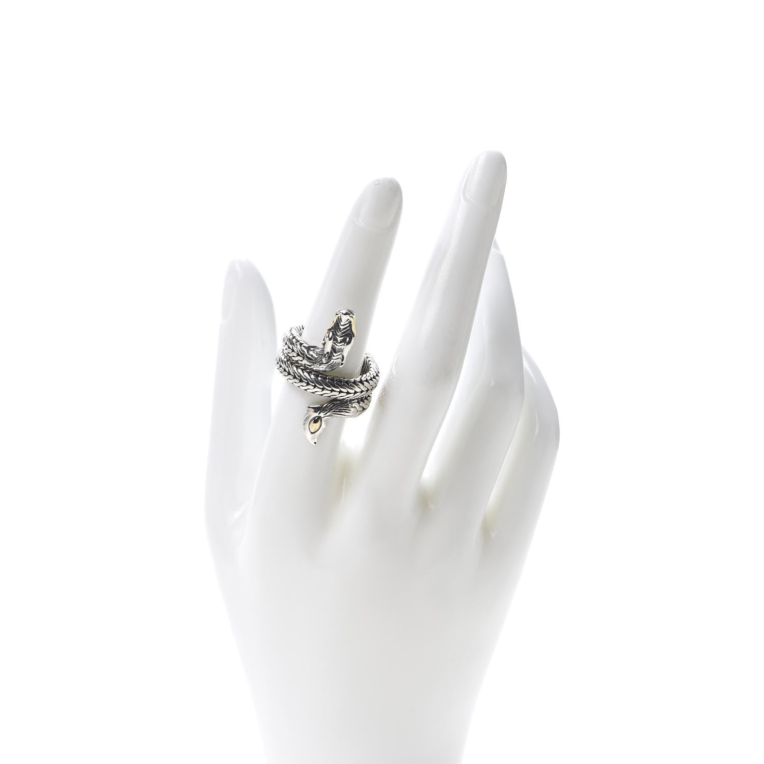 John Hardy Sterling Silver 18K Yellow Gold Naga Dragon Coil Ring 54 7 2 of 6