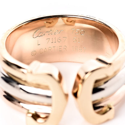 Tiffany CARTIER 18K Pink Yellow White Gold C De Cartier Ring 51 5.75 4 of 4