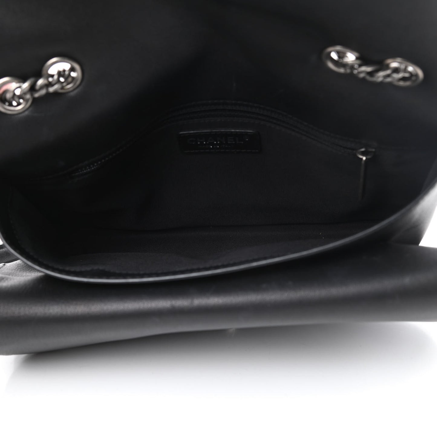 Lambskin Quilted Large Natural CC Flap Black
